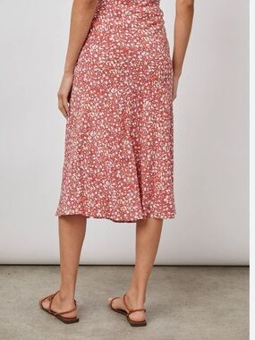 Rails Red and White Floral Midi Skirt in Dusty Rose